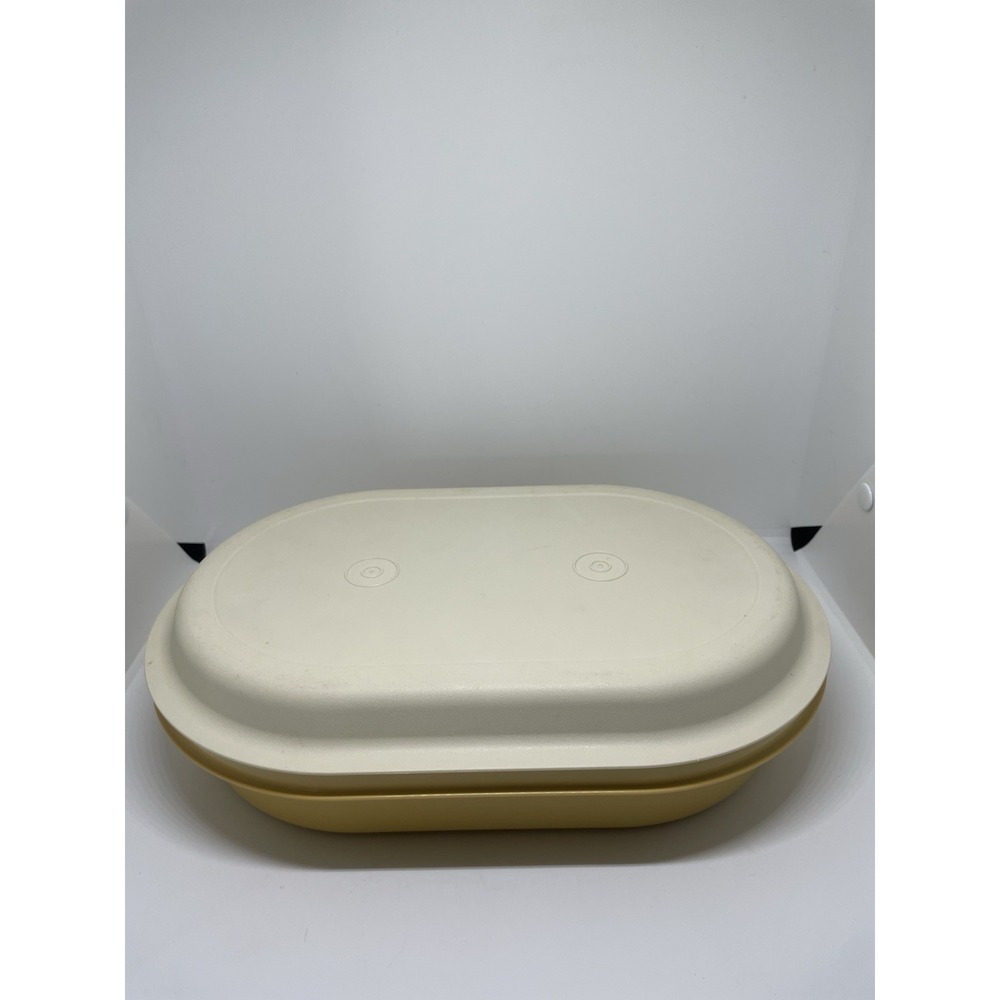 VTG‎ TUPPERWARE 2 PC OVAL SERVER SET HARVEST GOLD/ALMOND